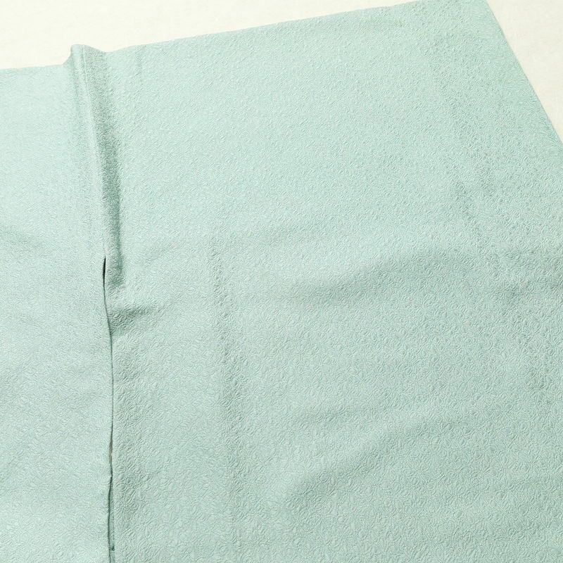 色無地 一つ紋付き 寿光織 伝統工芸茶染 正絹 花柄 袷仕立て 身丈163.5cm 裄丈68cm リサイクル着物 着物 お茶会 フォーマル 緑・うぐいす色_画像14