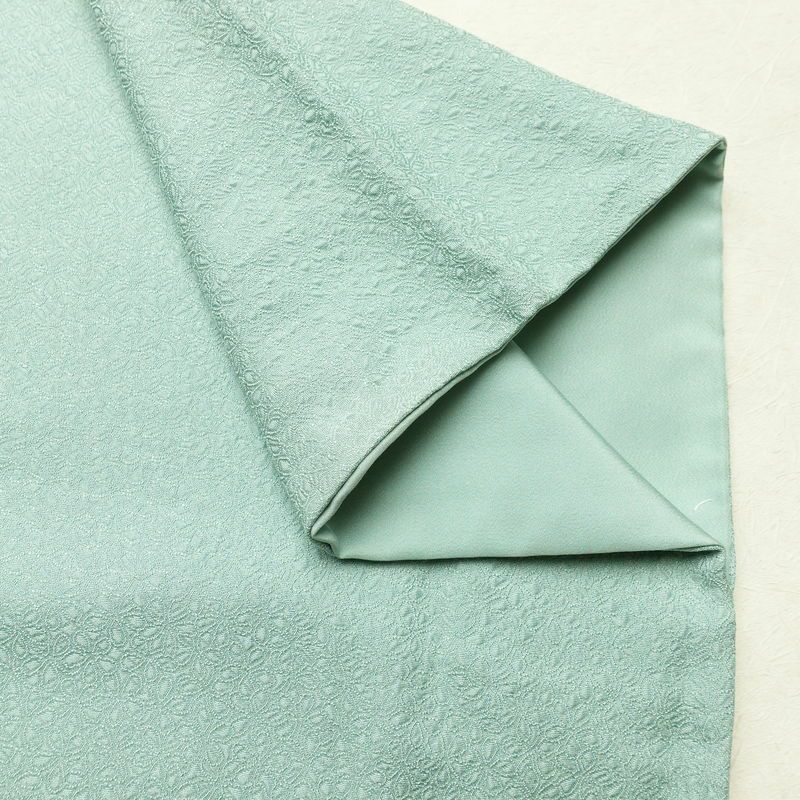 色無地 一つ紋付き 寿光織 伝統工芸茶染 正絹 花柄 袷仕立て 身丈163.5cm 裄丈68cm リサイクル着物 着物 お茶会 フォーマル 緑・うぐいす色_画像15