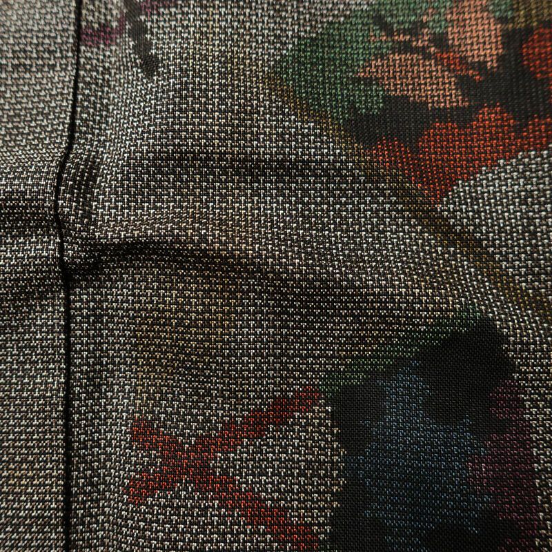 大島紬 古代染色 純泥染 証紙あり 正絹 古典柄 袷仕立て 身丈160cm 裄丈63cm リサイクル着物 着物 茶_画像9