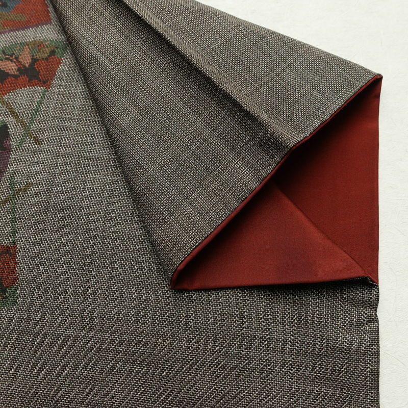 大島紬 古代染色 純泥染 証紙あり 正絹 古典柄 袷仕立て 身丈160cm 裄丈63cm リサイクル着物 着物 茶_画像14