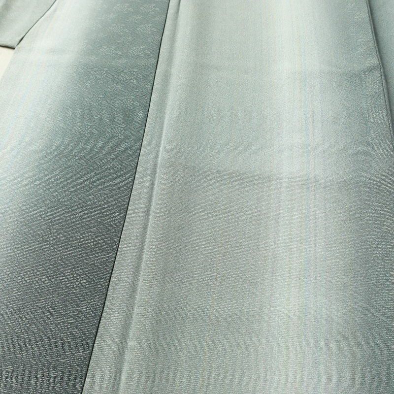 小紋 良品 しつけ糸付き 付下小紋 正絹 縞柄・線柄 袷仕立て 身丈150.5cm 裄丈63.5cm リサイクル着物 着物 緑・うぐいす色_画像5