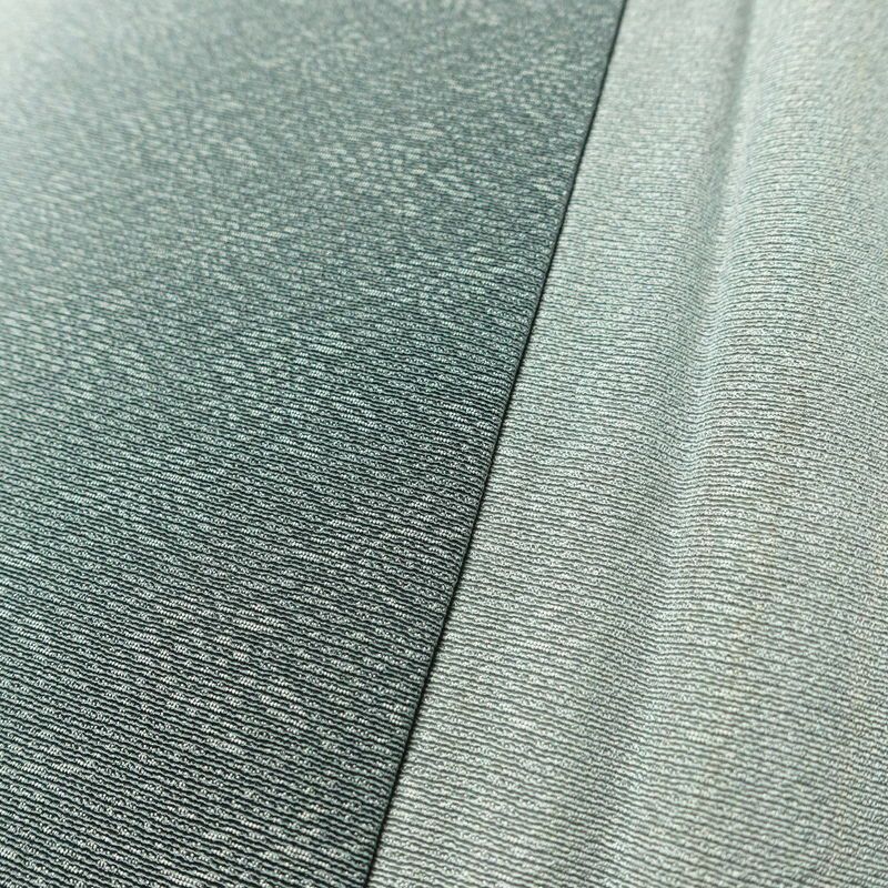 小紋 良品 しつけ糸付き 付下小紋 正絹 縞柄・線柄 袷仕立て 身丈150.5cm 裄丈63.5cm リサイクル着物 着物 緑・うぐいす色_画像9