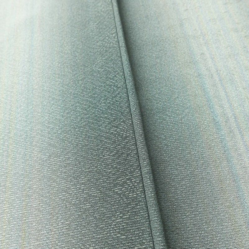 小紋 良品 しつけ糸付き 付下小紋 正絹 縞柄・線柄 袷仕立て 身丈150.5cm 裄丈63.5cm リサイクル着物 着物 緑・うぐいす色_画像11