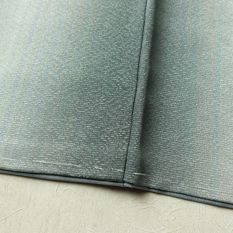 小紋 良品 しつけ糸付き 付下小紋 正絹 縞柄・線柄 袷仕立て 身丈150.5cm 裄丈63.5cm リサイクル着物 着物 緑・うぐいす色_画像12