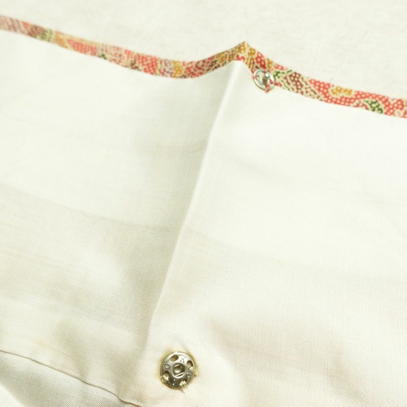 小紋 正絹 古典柄 袷仕立て 身丈153.5cm 裄丈62.5cm リサイクル着物 一部しつけ糸付き 着物 赤・朱_画像19