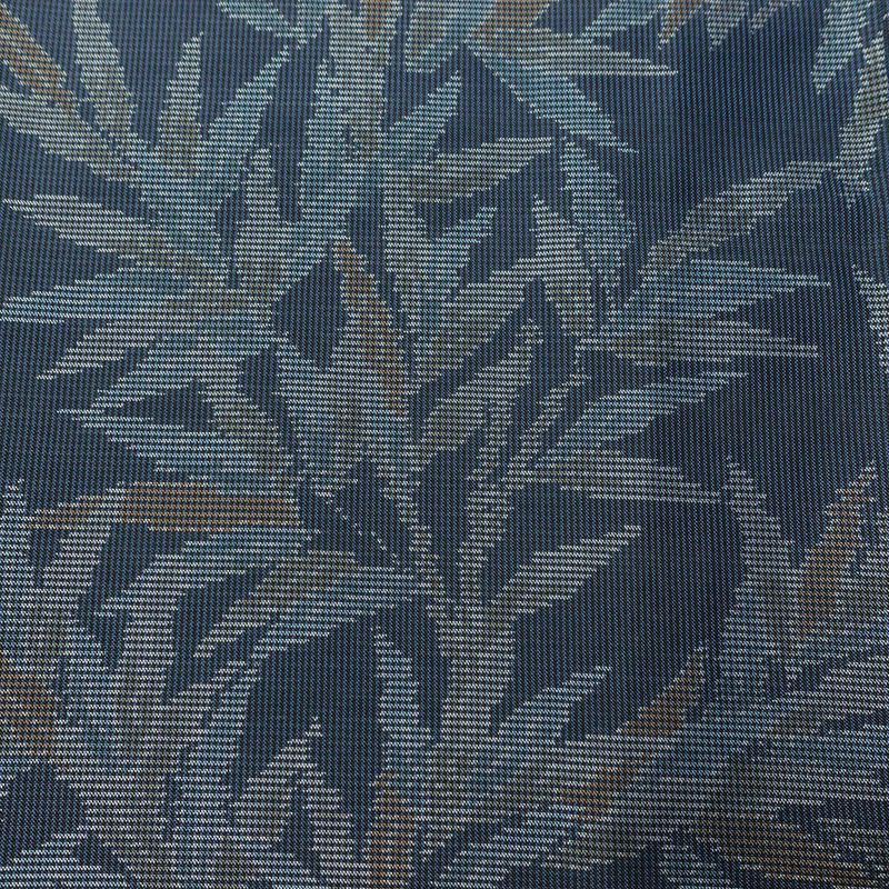 紬 正絹 木の葉・植物柄 袷仕立て 身丈157cm 裄丈65cm リサイクル着物 着物 青・紺_画像7