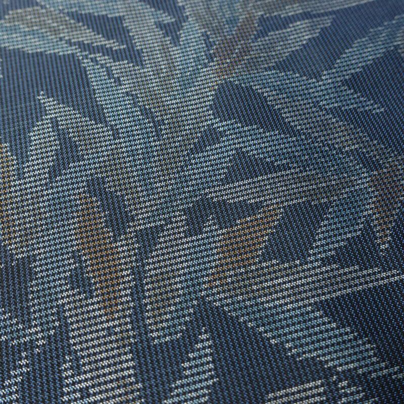 紬 正絹 木の葉・植物柄 袷仕立て 身丈157cm 裄丈65cm リサイクル着物 着物 青・紺_画像8