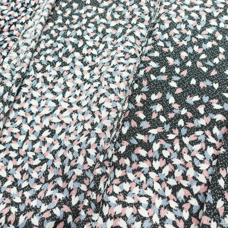 単衣 小紋 バチ衿仕立て ポリエステル 八掛付き 花柄 単衣仕立て 身丈165cm 裄丈66cm リサイクル着物 着物 黒_画像19