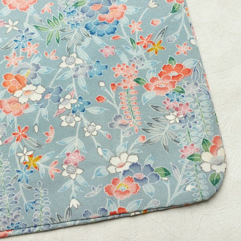小紋 縮緬 総柄 正絹 花柄 袷仕立て 身丈149.5cm 裄丈63cm リサイクル着物 着物 青・紺_画像16