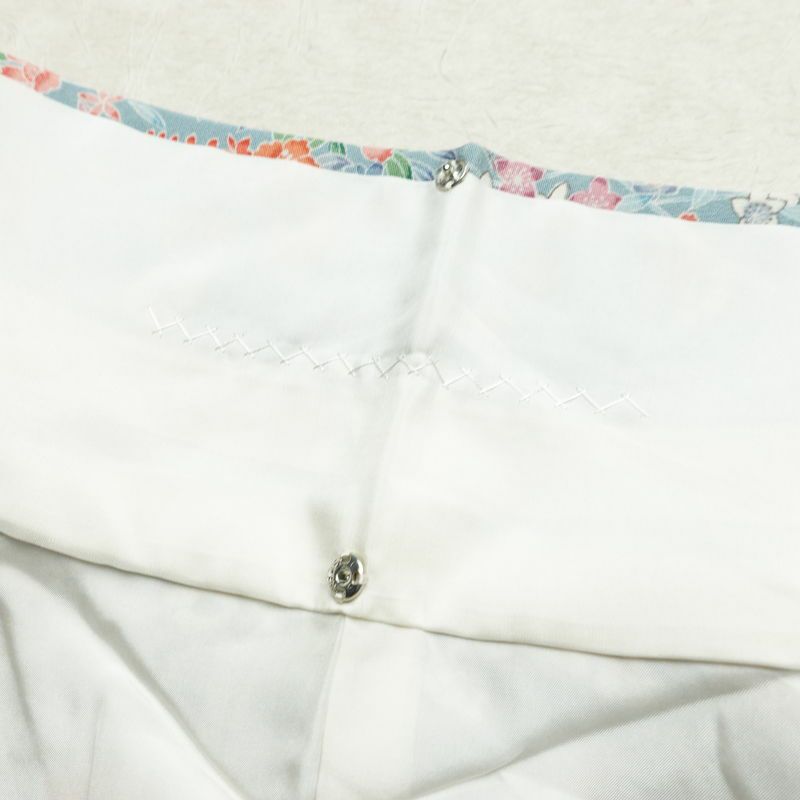 小紋 縮緬 総柄 正絹 花柄 袷仕立て 身丈149.5cm 裄丈63cm リサイクル着物 着物 青・紺_画像19