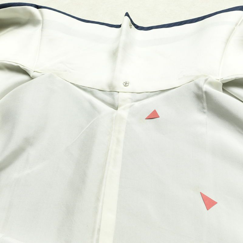 付け下げ 一つ紋付き 正絹 花柄 袷仕立て 身丈152.5cm 裄丈64.5cm リサイクル着物 着物 箔 金彩 フォーマル 青・紺_画像20