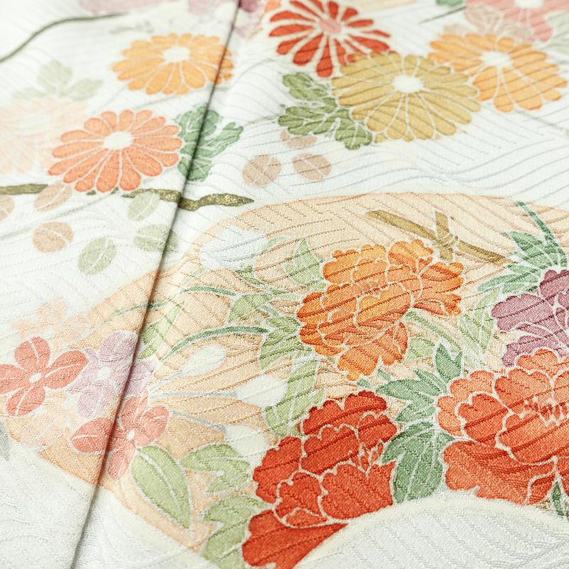 単衣 訪問着 ポリエステル 古典柄 単衣仕立て 身丈163cm 裄丈66.5cm リサイクル着物 着物 フォーマル グレー_画像7