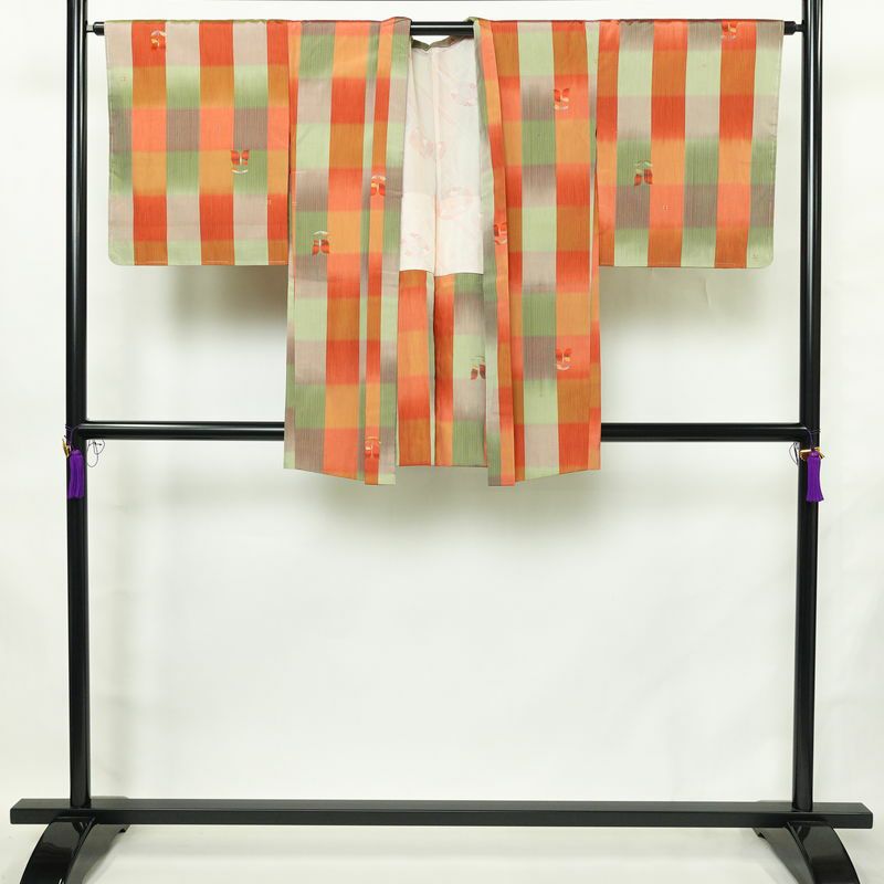 紬 良品 しつけ糸付き アンサンブル 2点セット 正絹 花柄 袷仕立て 身丈166.5cm 裄丈67.5cm リサイクル着物 着物 羽織 おしゃれ 多色使い_画像4