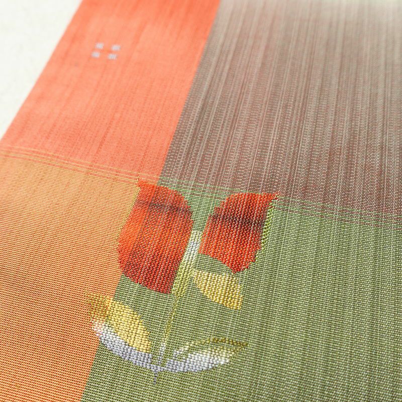 紬 良品 しつけ糸付き アンサンブル 2点セット 正絹 花柄 袷仕立て 身丈166.5cm 裄丈67.5cm リサイクル着物 着物 羽織 おしゃれ 多色使い_画像9