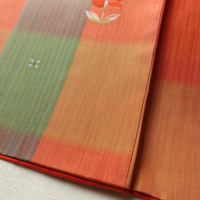 紬 良品 しつけ糸付き アンサンブル 2点セット 正絹 花柄 袷仕立て 身丈166.5cm 裄丈67.5cm リサイクル着物 着物 羽織 おしゃれ 多色使い_画像11