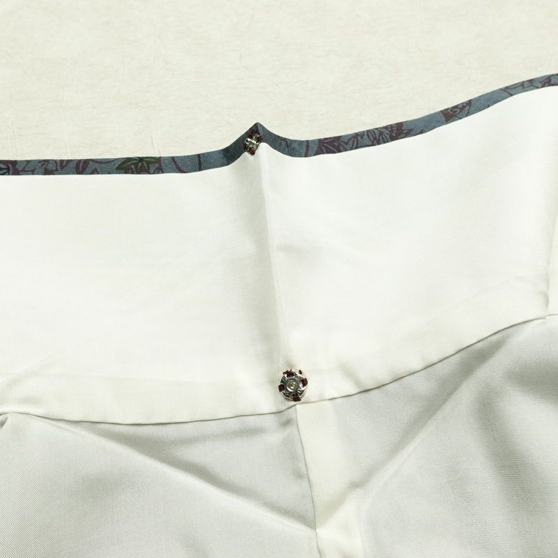 小紋 良品 しつけ糸付き 正絹 花柄 袷仕立て 身丈158.5cm 裄丈63.5cm リサイクル着物 着物 青・紺_画像20