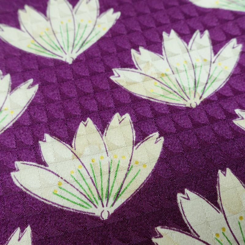 小紋 付下小紋 正絹 花柄 袷仕立て 身丈160cm 裄丈64.5cm リサイクル着物 着物 紫・藤色_画像7