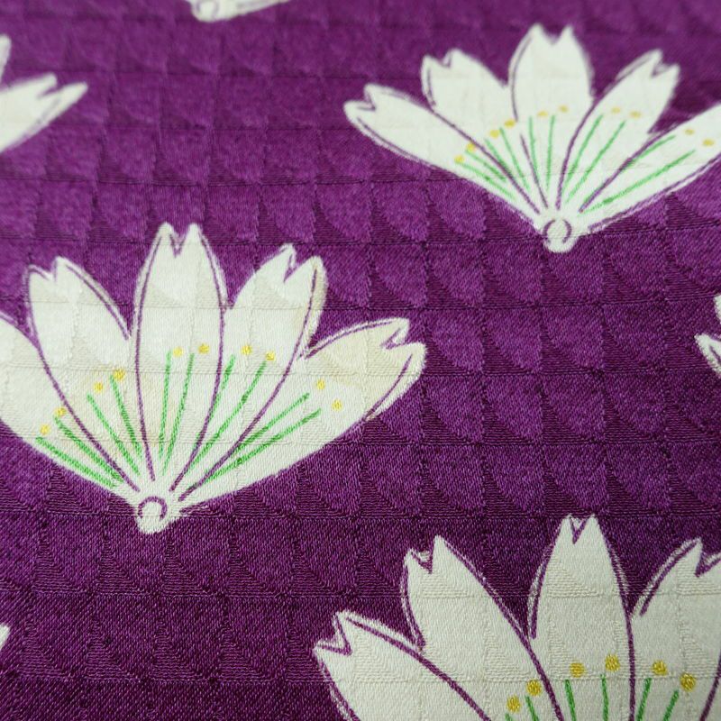 小紋 付下小紋 正絹 花柄 袷仕立て 身丈160cm 裄丈64.5cm リサイクル着物 着物 紫・藤色_画像10