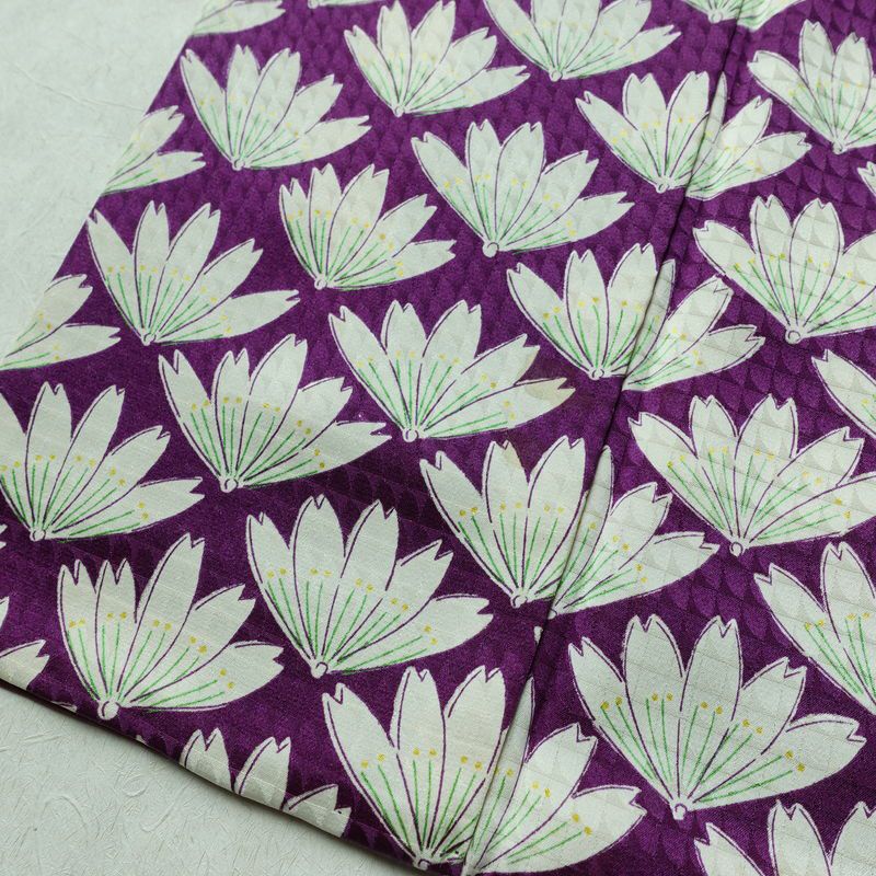 小紋 付下小紋 正絹 花柄 袷仕立て 身丈160cm 裄丈64.5cm リサイクル着物 着物 紫・藤色_画像11