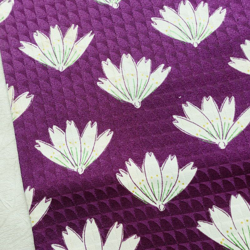 小紋 付下小紋 正絹 花柄 袷仕立て 身丈160cm 裄丈64.5cm リサイクル着物 着物 紫・藤色_画像13