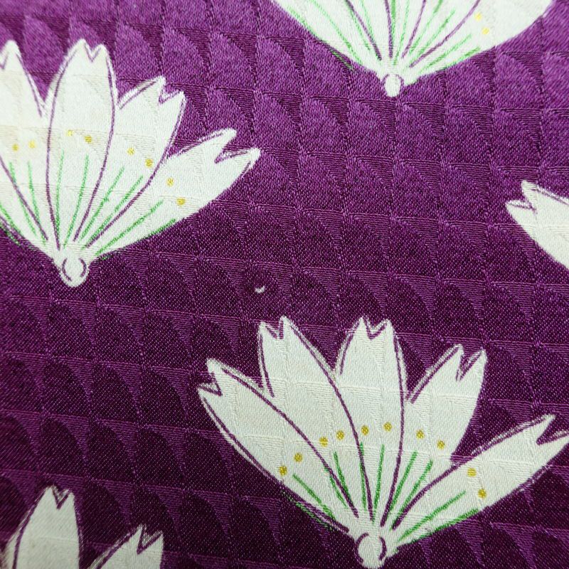 小紋 付下小紋 正絹 花柄 袷仕立て 身丈160cm 裄丈64.5cm リサイクル着物 着物 紫・藤色_画像14