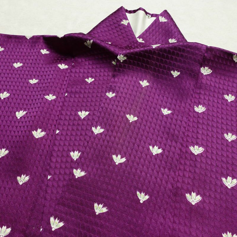 小紋 付下小紋 正絹 花柄 袷仕立て 身丈160cm 裄丈64.5cm リサイクル着物 着物 紫・藤色_画像16