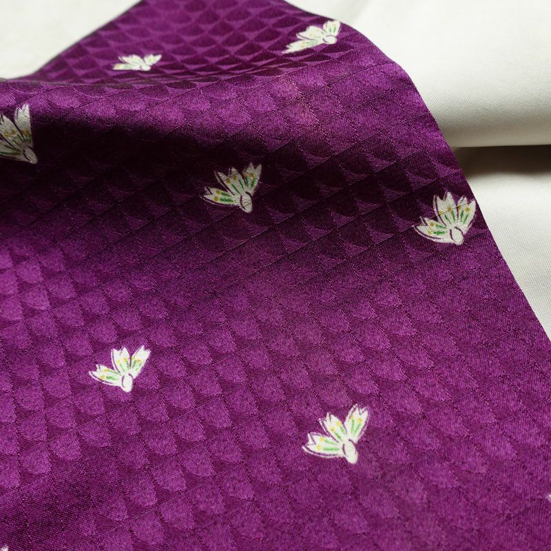 小紋 付下小紋 正絹 花柄 袷仕立て 身丈160cm 裄丈64.5cm リサイクル着物 着物 紫・藤色_画像18