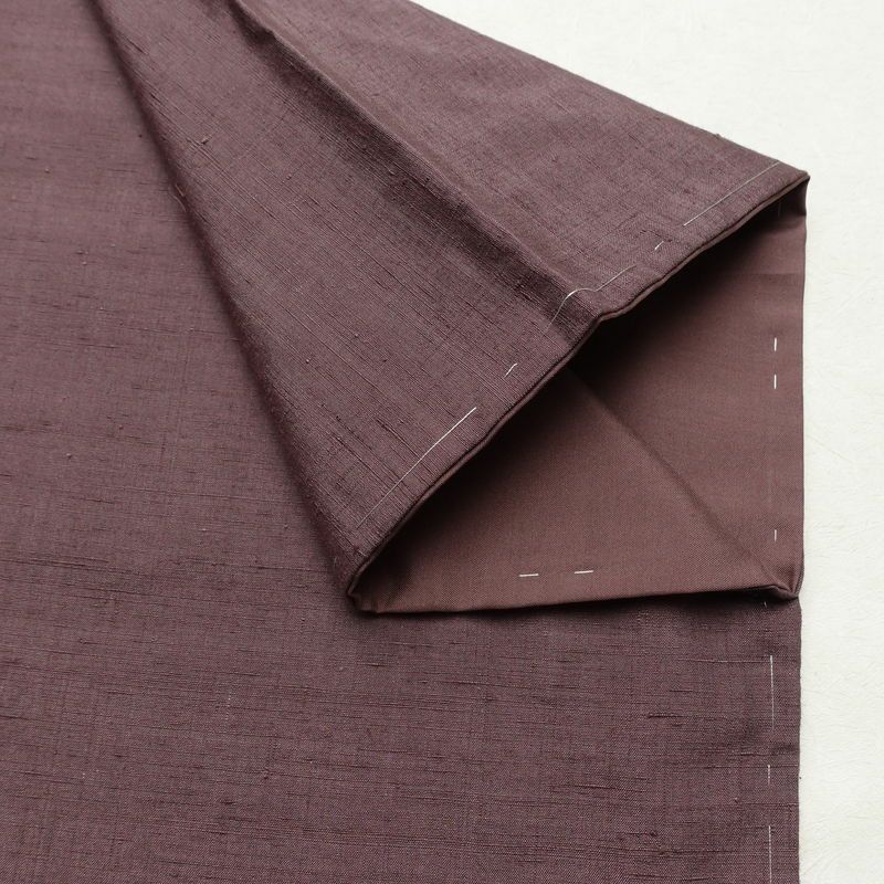 紬 良品 しつけ糸付き 正絹 無地 袷仕立て 身丈155cm 裄丈63.5cm リサイクル着物 着物 くすみパープル シンプル 紫・藤色_画像14