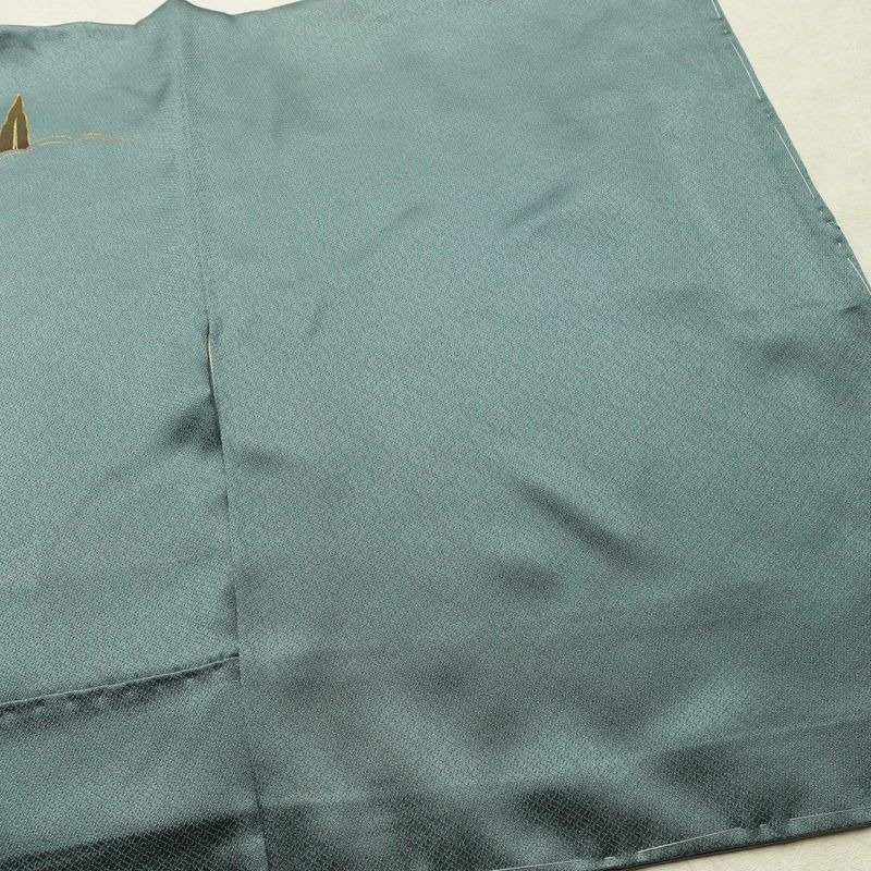 訪問着 しつけ糸付き 正絹 木の葉・植物柄 袷仕立て 身丈163.5cm 裄丈65cm リサイクル着物 着物 箔 金彩 入学式 卒業式 七五三 お宮参り フォーマル 四季花 緑・うぐいす色_画像14