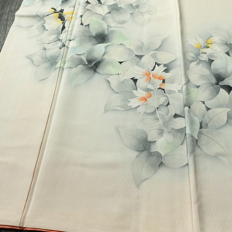 付け下げ 正絹 木の葉・植物柄 袷仕立て 身丈154.5cm 裄丈62cm リサイクル着物 着物 入学式 卒業式 七五三 お宮参り フォーマル ピンク_画像4