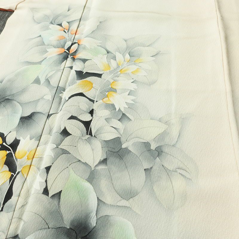 付け下げ 正絹 木の葉・植物柄 袷仕立て 身丈154.5cm 裄丈62cm リサイクル着物 着物 入学式 卒業式 七五三 お宮参り フォーマル ピンク_画像5