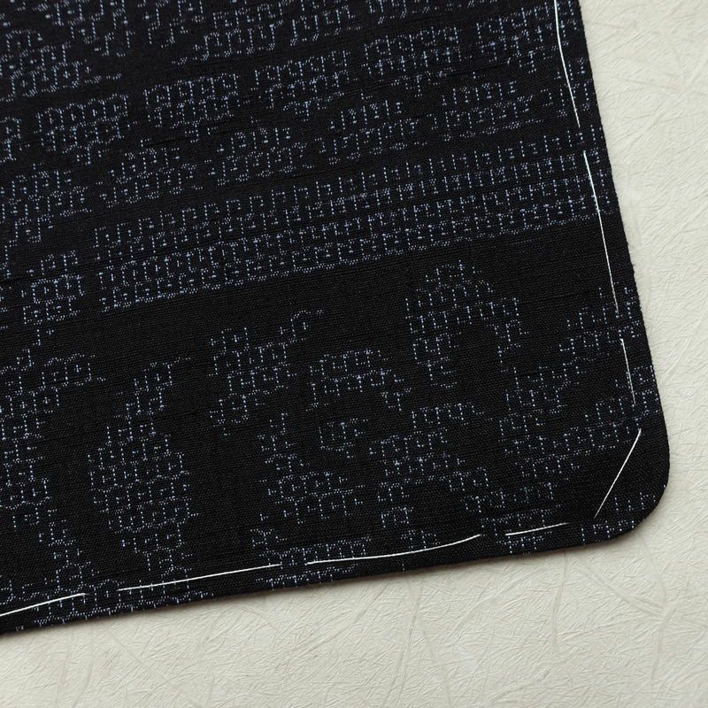 結城紬 紬 証紙あり しつけ糸付き 正絹 古典柄 袷仕立て 身丈149.5cm 裄丈65cm リサイクル着物 着物 青・紺_画像13