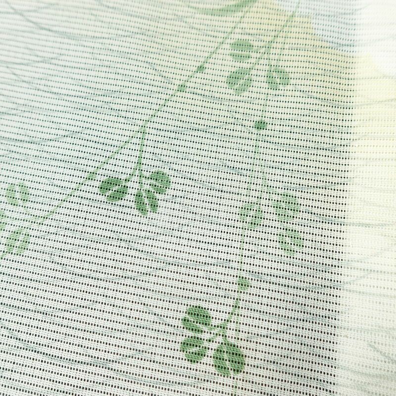 盛夏 小紋 夏用 絽 バチ衿仕立て ポリエステル 木の葉・植物柄 単衣仕立て 身丈158.5cm 裄丈61.5cm リサイクル着物 着物 白_画像8