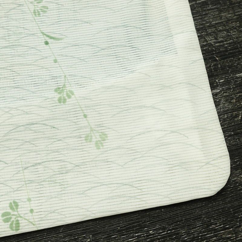 盛夏 小紋 夏用 絽 バチ衿仕立て ポリエステル 木の葉・植物柄 単衣仕立て 身丈158.5cm 裄丈61.5cm リサイクル着物 着物 白_画像18