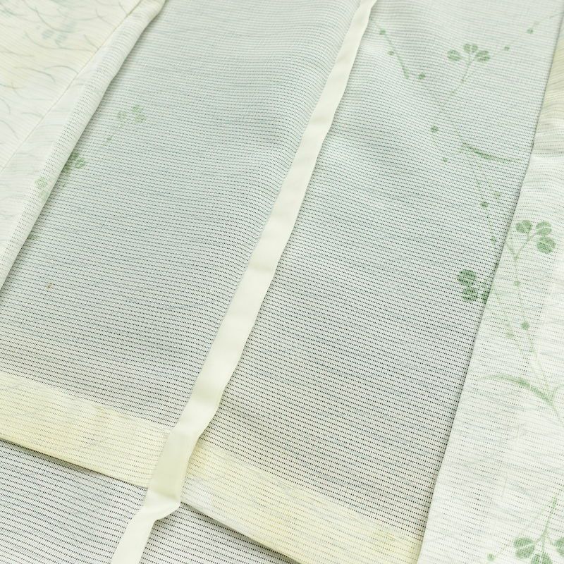 盛夏 小紋 夏用 絽 バチ衿仕立て ポリエステル 木の葉・植物柄 単衣仕立て 身丈158.5cm 裄丈61.5cm リサイクル着物 着物 白_画像20