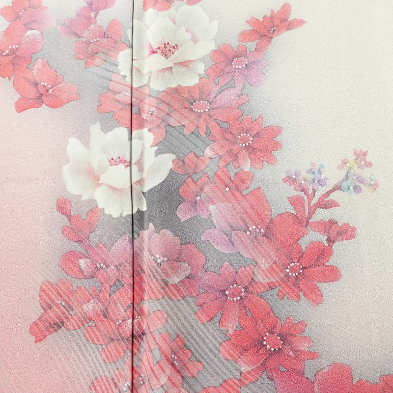付け下げ 正絹 花柄 袷仕立て 身丈161cm 裄丈65cm リサイクル着物 着物 入学式 卒業式 七五三 お宮参り フォーマル シンプル 上品 ピンク_画像6