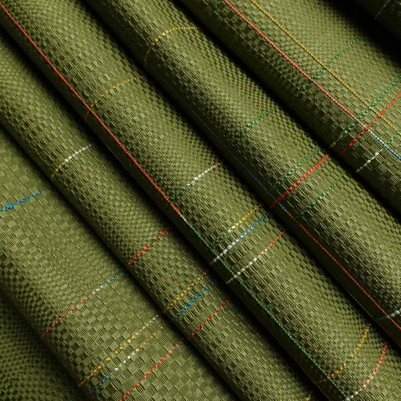 名古屋帯 全通柄 良品 正絹 チェック・格子柄 通し仕立て なごや帯 リサイクル帯 帯 モダン 緑・うぐいす色_画像20