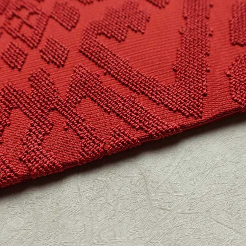 名古屋帯 太鼓柄 良品 正絹 幾何学柄・抽象柄 名古屋仕立て なごや帯 リサイクル帯 帯 シンプル 赤・朱_画像13