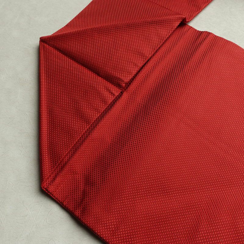 名古屋帯 太鼓柄 良品 正絹 幾何学柄・抽象柄 名古屋仕立て なごや帯 リサイクル帯 帯 シンプル 赤・朱_画像19