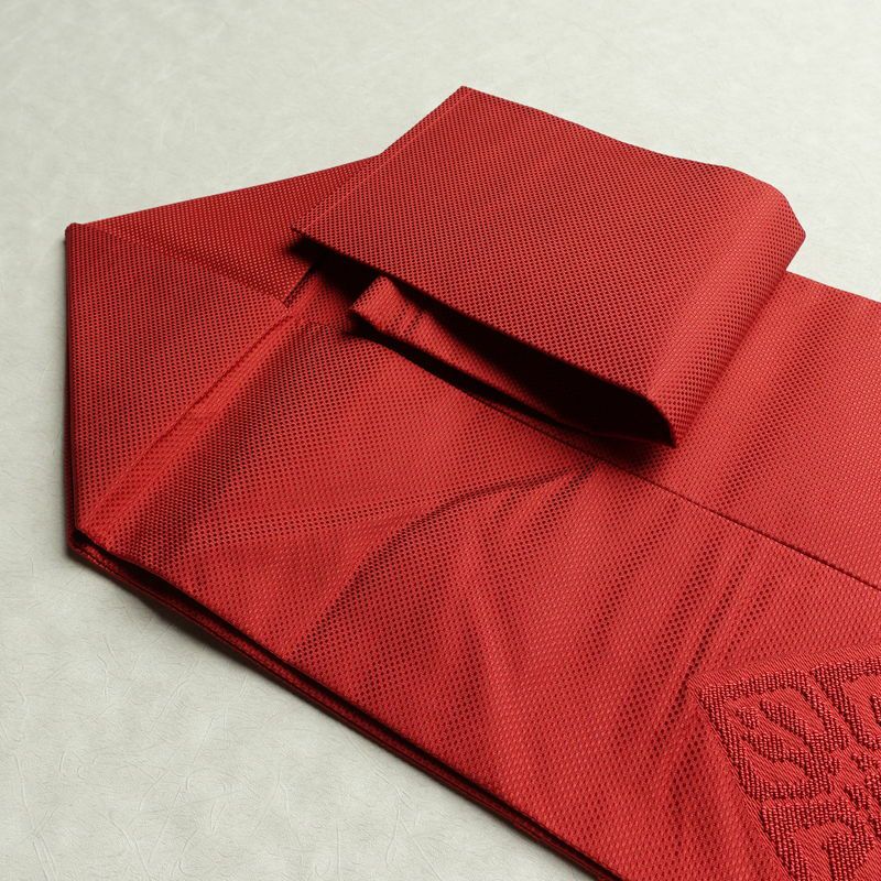 名古屋帯 太鼓柄 良品 正絹 幾何学柄・抽象柄 名古屋仕立て なごや帯 リサイクル帯 帯 シンプル 赤・朱_画像21