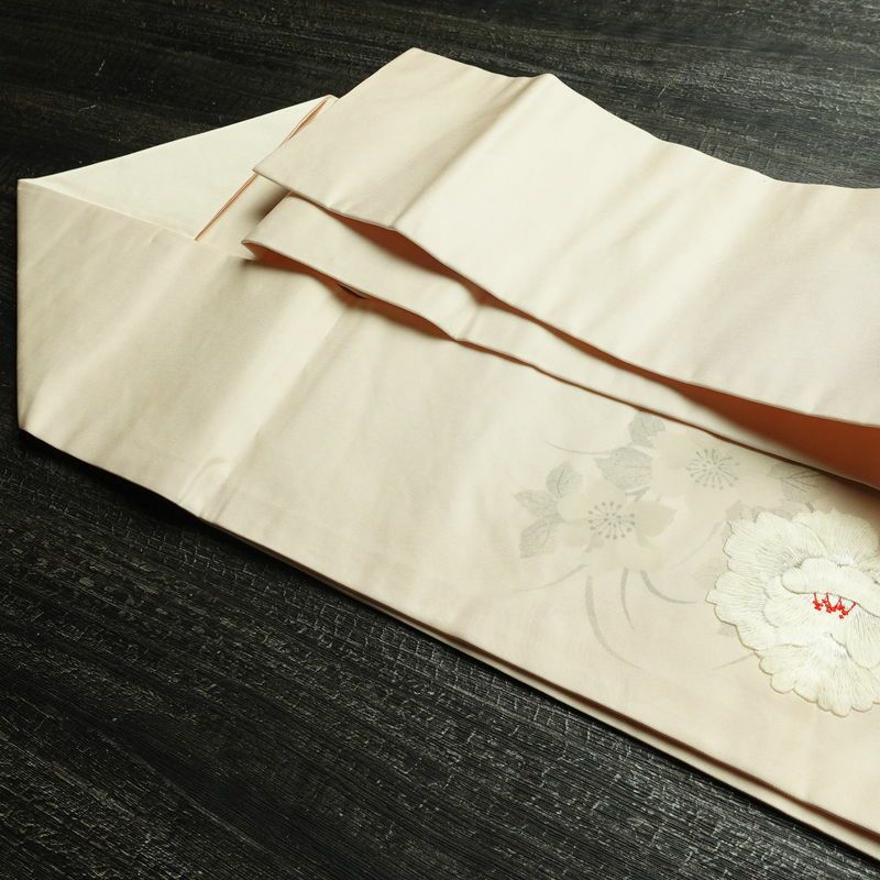 名古屋帯 太鼓柄 正絹 花柄 名古屋仕立て なごや帯 リサイクル帯 帯 刺繍 ピンク_画像21