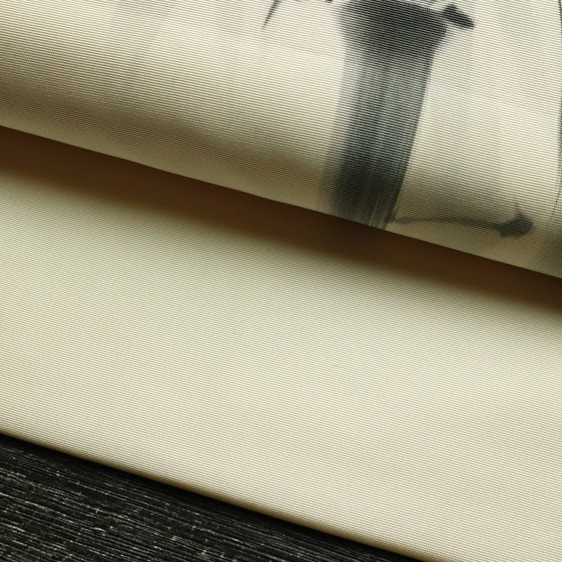 名古屋帯 太鼓柄 落款入り 正絹 木の葉・植物柄 名古屋仕立て なごや帯 リサイクル帯 帯 白_画像7