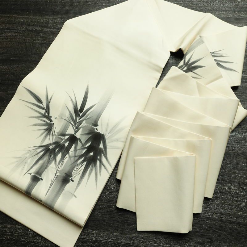 名古屋帯 太鼓柄 落款入り 正絹 木の葉・植物柄 名古屋仕立て なごや帯 リサイクル帯 帯 白_画像20