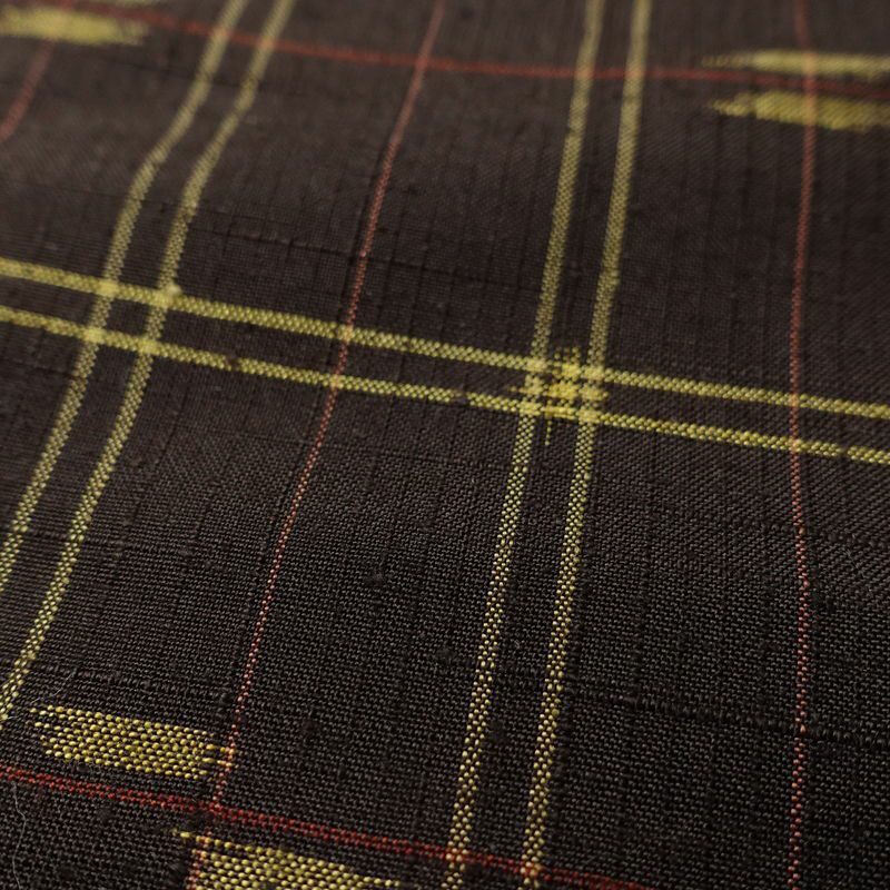 紬 しつけ糸付き 正絹 チェック・格子柄 袷仕立て 身丈163cm 裄丈65.5cm リサイクル着物 着物 カジュアル 茶_画像9