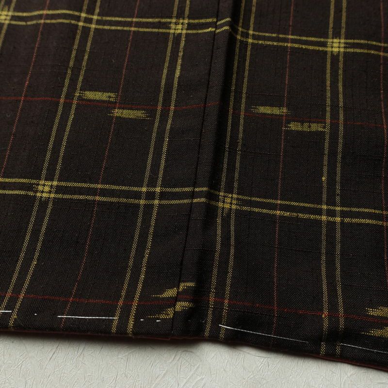 紬 しつけ糸付き 正絹 チェック・格子柄 袷仕立て 身丈163cm 裄丈65.5cm リサイクル着物 着物 カジュアル 茶_画像12