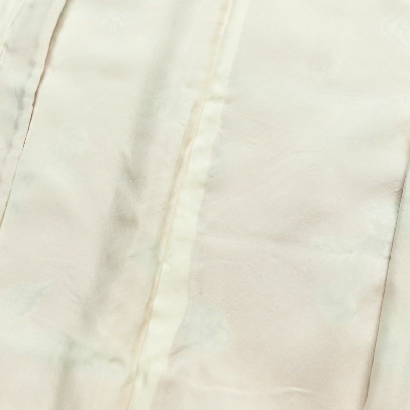 小紋 縮緬 正絹 花柄 袷仕立て 身丈158.5cm 裄丈63.5cm リサイクル着物 着物 サーモンピンク ピンク_画像19