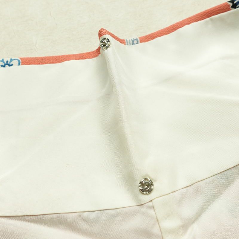 小紋 縮緬 正絹 花柄 袷仕立て 身丈158.5cm 裄丈63.5cm リサイクル着物 着物 サーモンピンク ピンク_画像20