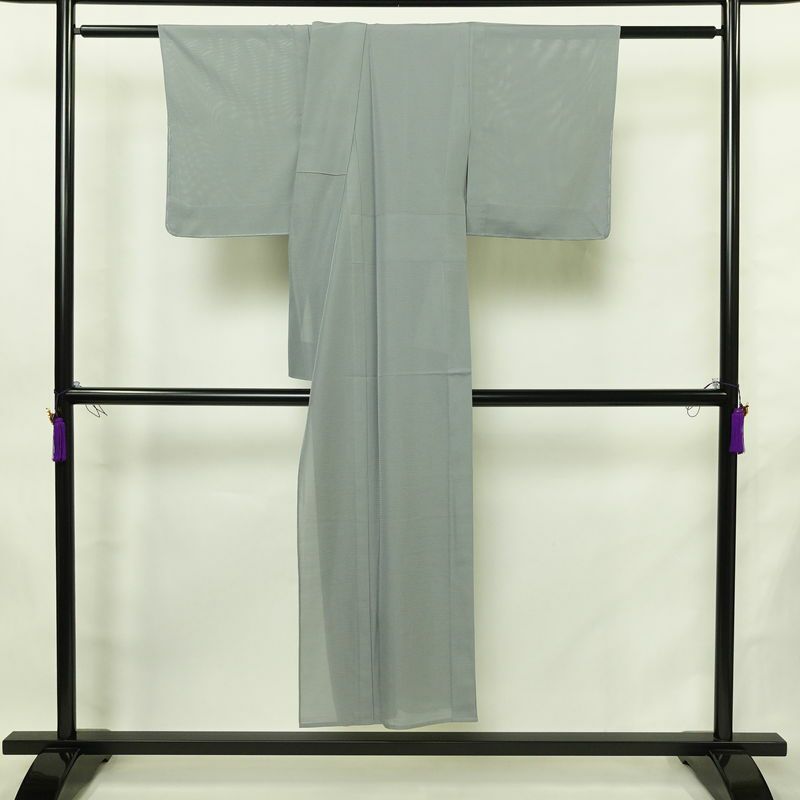 単衣 色無地 絽 良品 しつけ糸付き 夏用 ポリエステル 無地 単衣仕立て 身丈145.5cm 裄丈61.5cm リサイクル着物 着物 お茶会 フォーマル 青・紺_画像2