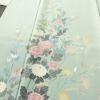 訪問着 落款入り 友禅 縮緬 一つ紋付き 正絹 花柄 袷仕立て 身丈161.5cm 裄丈65cm リサイクル着物 着物 入学式 卒業式 七五三 お宮参り フォーマル 上品 ブルーグリーン 緑・うぐいす色_画像5