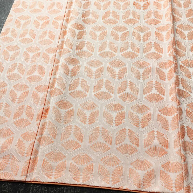 小紋 正絹 亀甲柄 袷仕立て 身丈168.5cm 裄丈67.5cm リサイクル着物 着物 橙_画像4